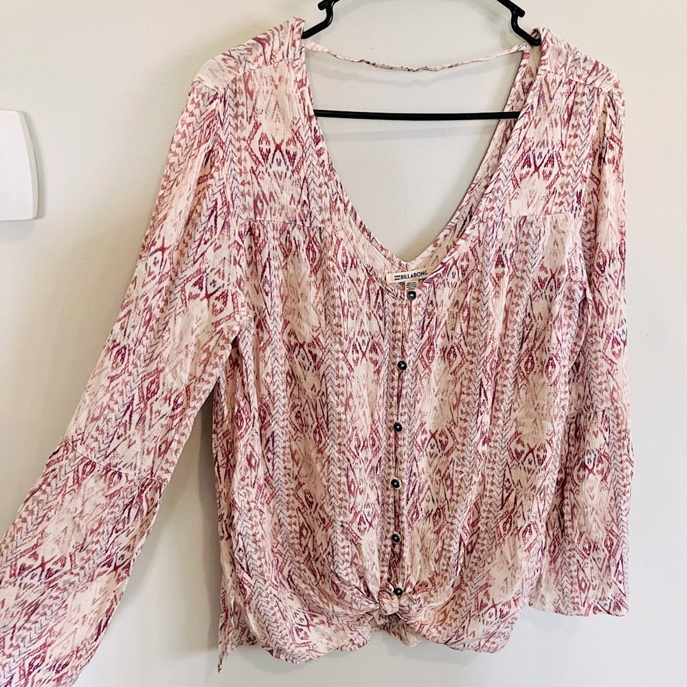 Billabong Flowy Pink Printed Tunic Top